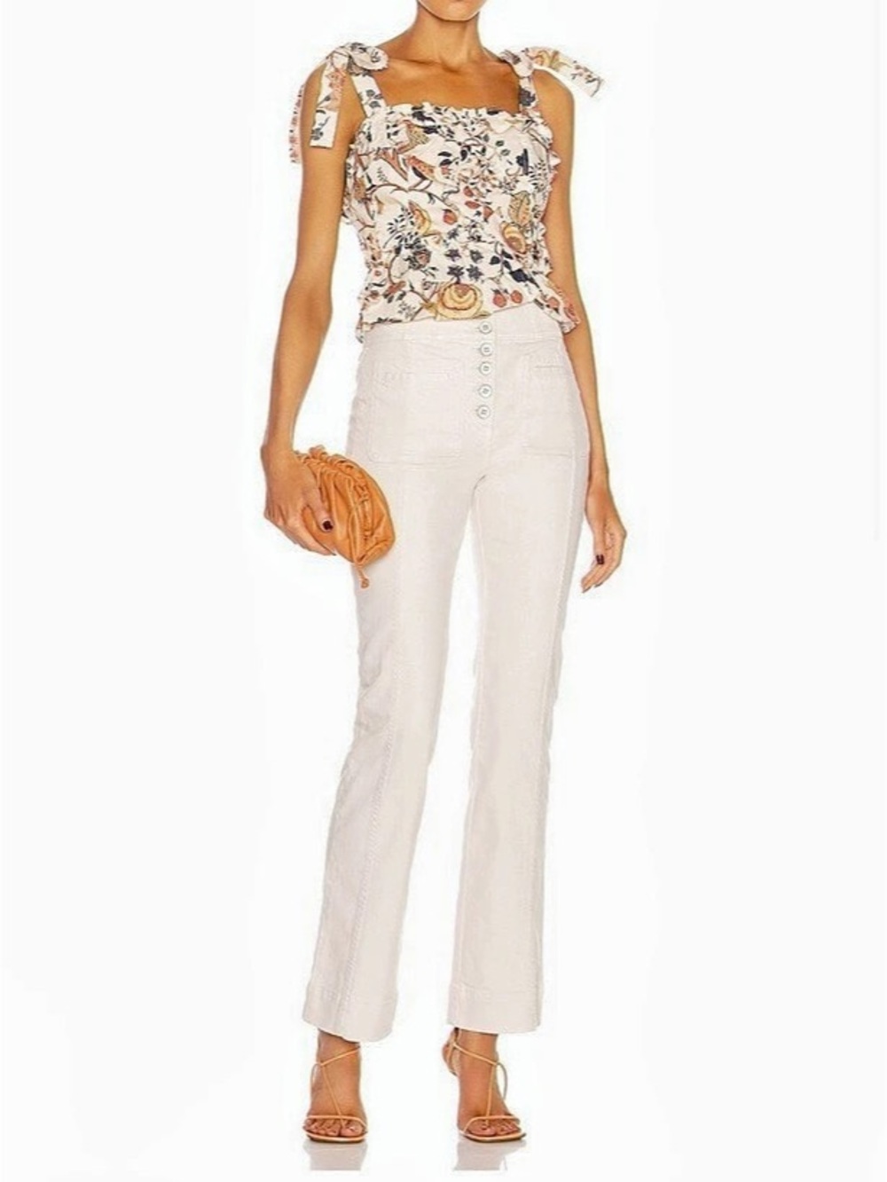 Ulla Johnson Floral Tie-Strap Ruffle Crop Top